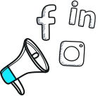 a set of hand drawn social icons